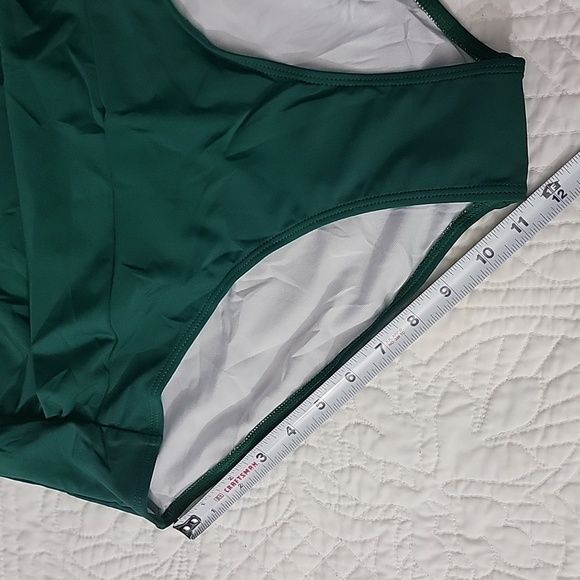 Rouche Tummy Control Retro Push-up Elegant Green One-Piece Swimsuit Plus XXL - Picture 3 of 14